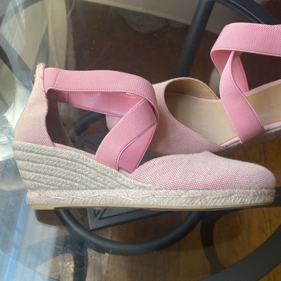 TALBOTS PINK LYNDSAY D'ORSAY ESPADRILLE WEDGES SANDALS SIZE 8.5 - Picture 3 of 17